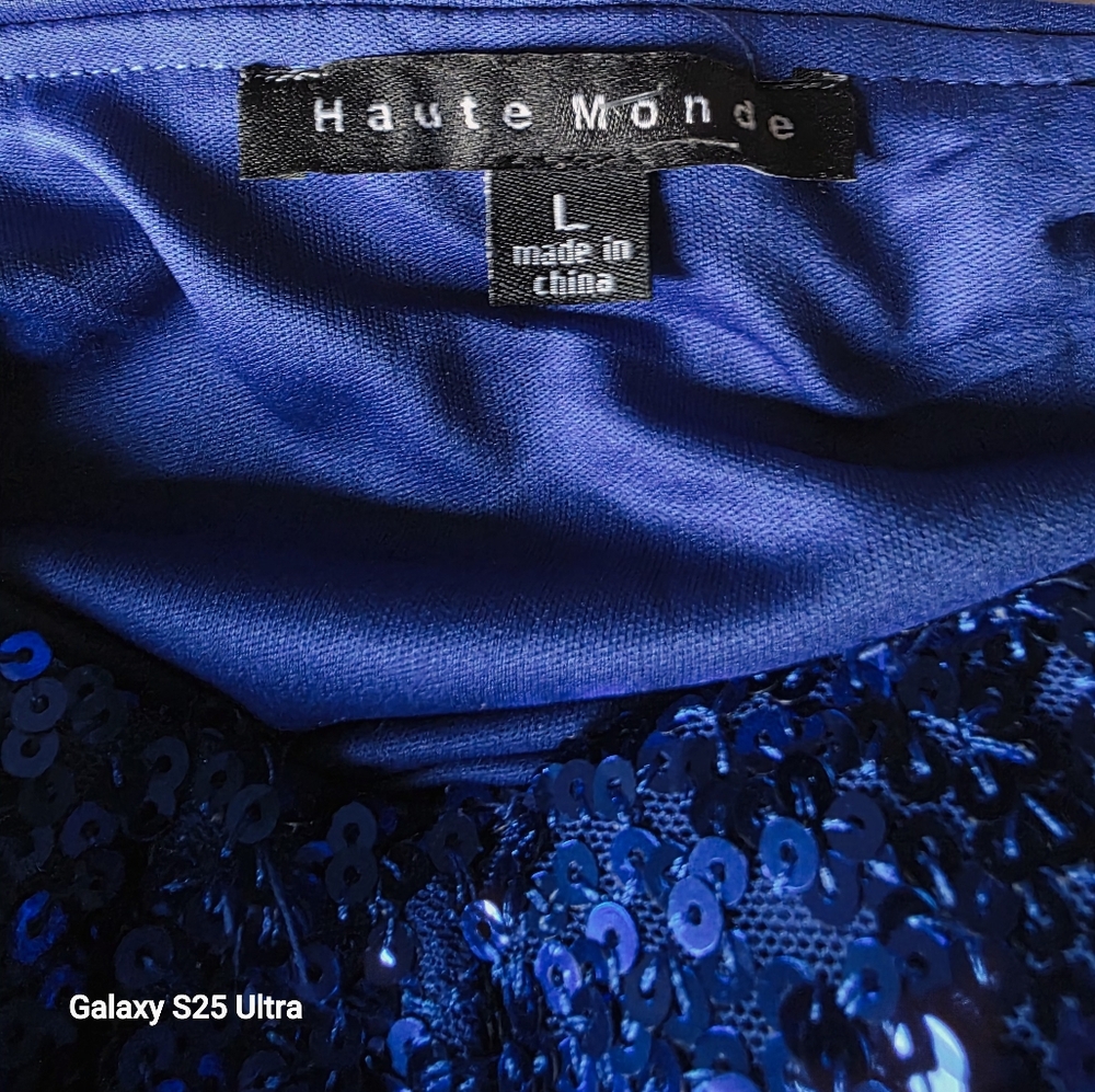 Haute Monde Royal Blue Sequin Bra Top.